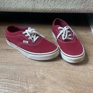 Vans Red Canvas Lace-Up Sneakers